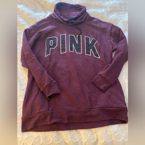 PINK OVERSIZED COWL NECK HOODIE